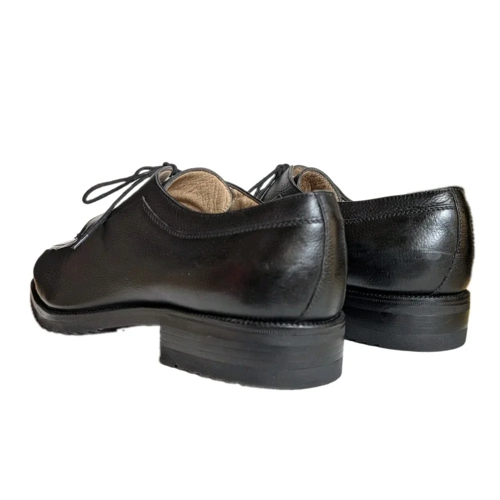 Gravati Arthur Beren Italy 16567 Black Pebbled Leather Apron Blucher Shoes 11 W